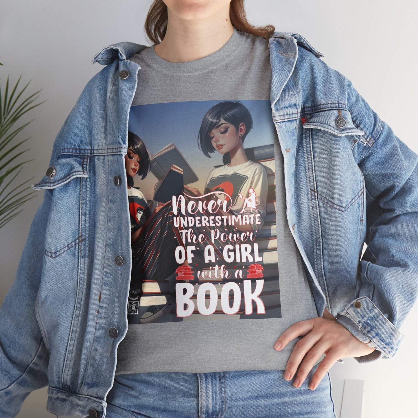 Unisex Heavy Cotton Tee - Girl with a Book