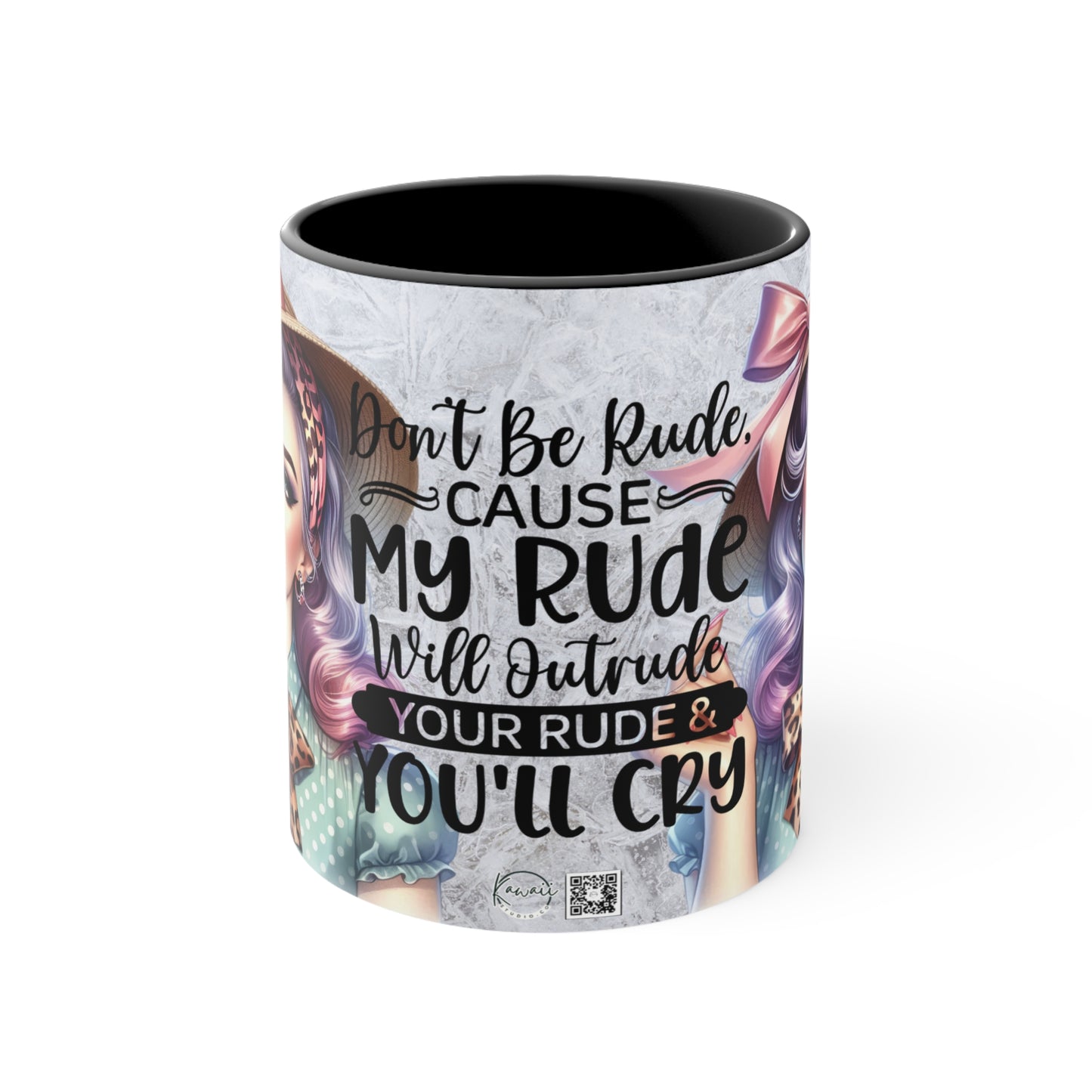 Colorful Accent Mugs, 11oz - Don't be rude