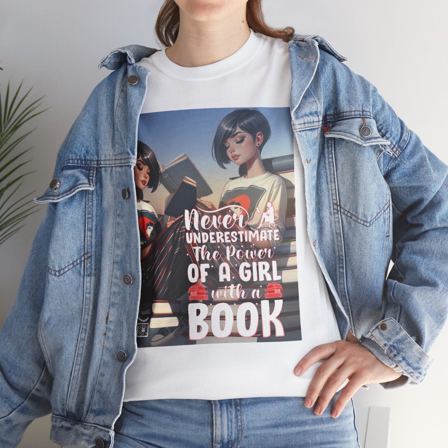 Unisex Heavy Cotton Tee - Girl with a Book