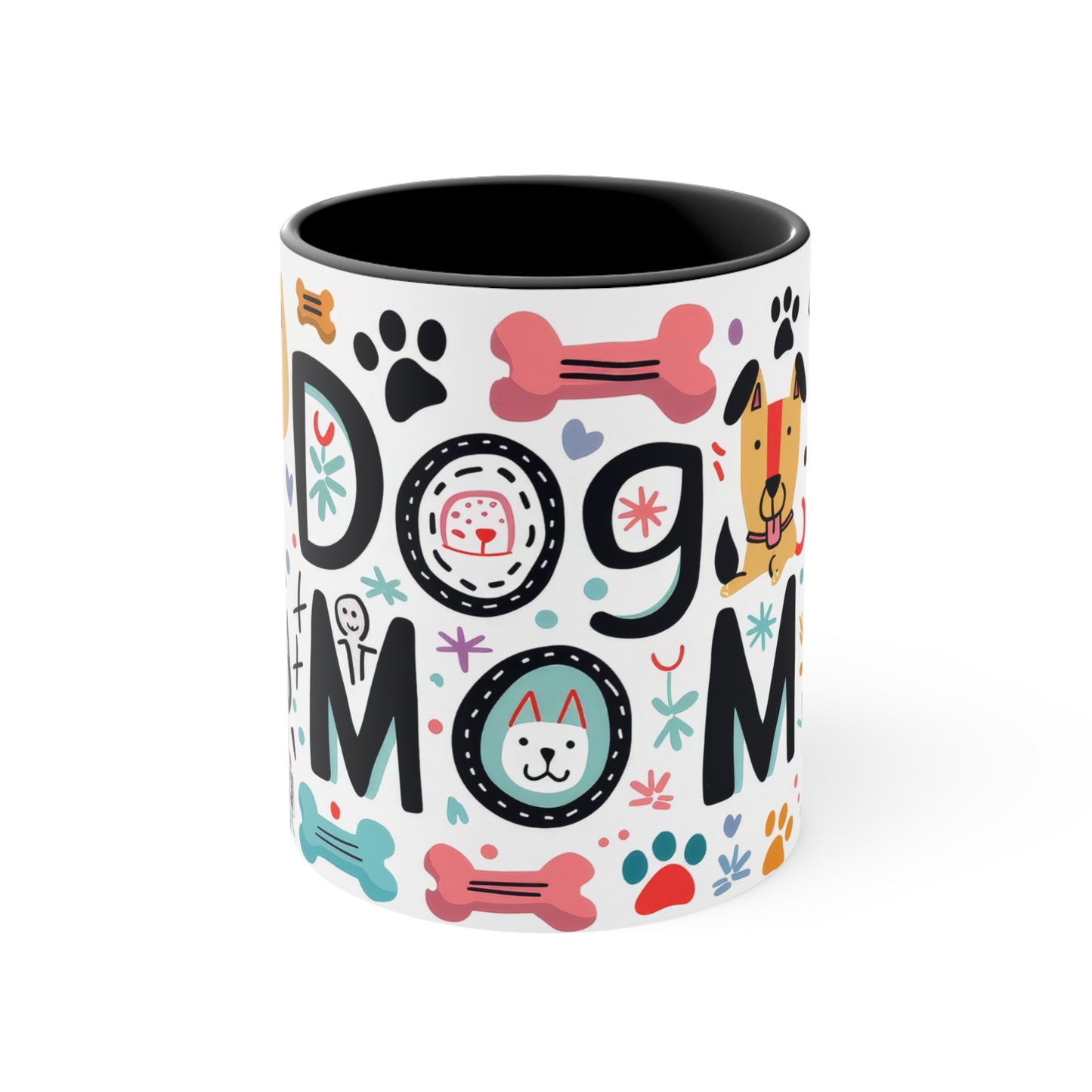 Colorful Accent Mugs, 11oz - Dog Mom