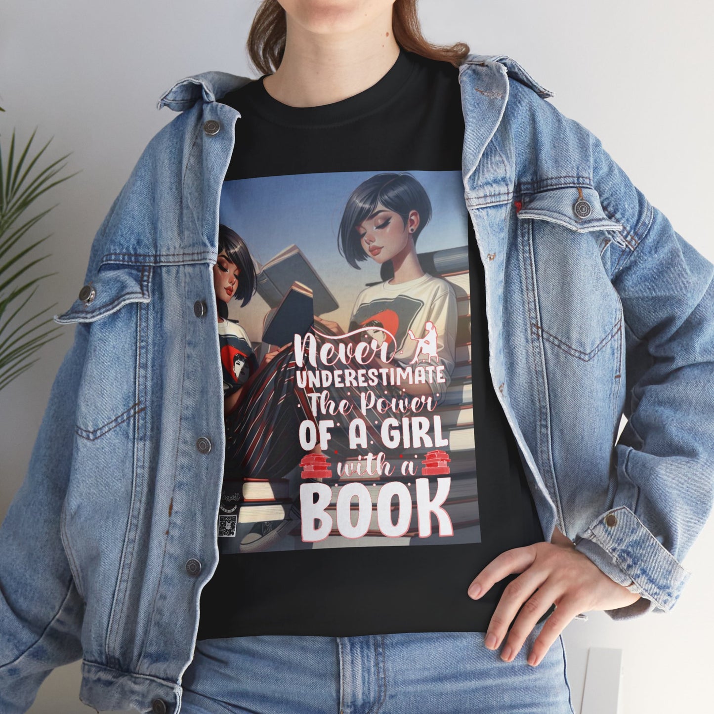 Unisex Heavy Cotton Tee - Girl with a Book