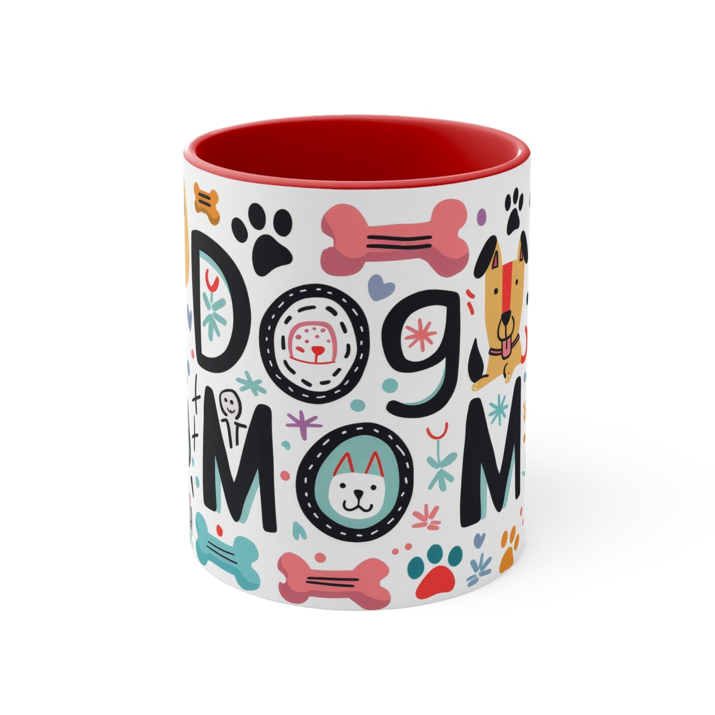 Colorful Accent Mugs, 11oz - Dog Mom