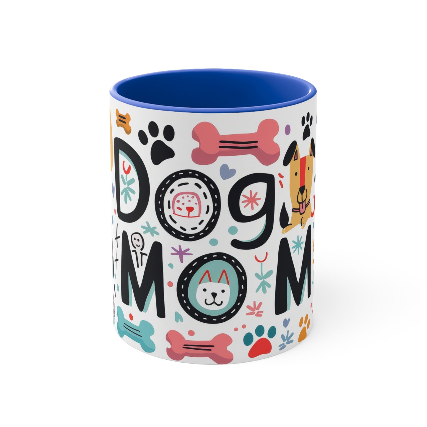 Colorful Accent Mugs, 11oz - Dog Mom