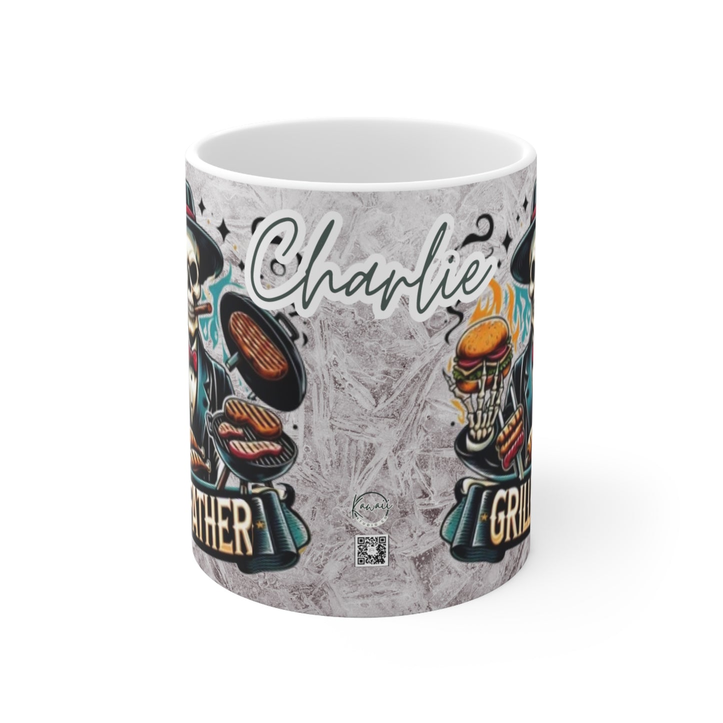 White Customized Name Mug, 11oz - GRILLFATHER