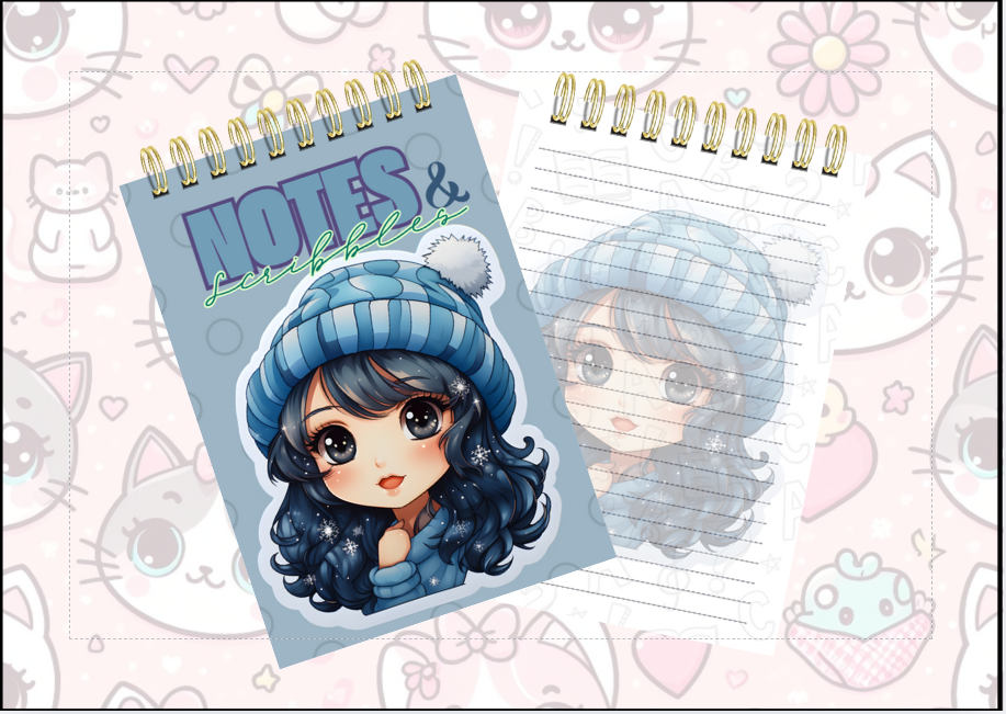 Spiral Notebook - Girl in blue beanie