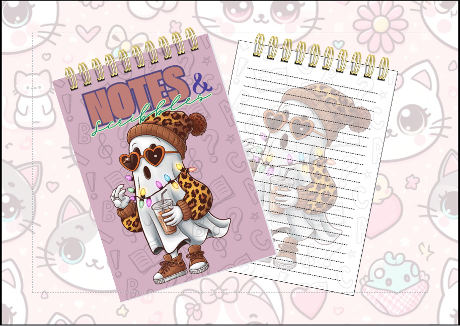 Spiral Notebook - ghost with leopard print