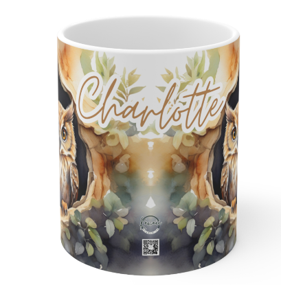 White Customized Name Mug, 11oz - OWL