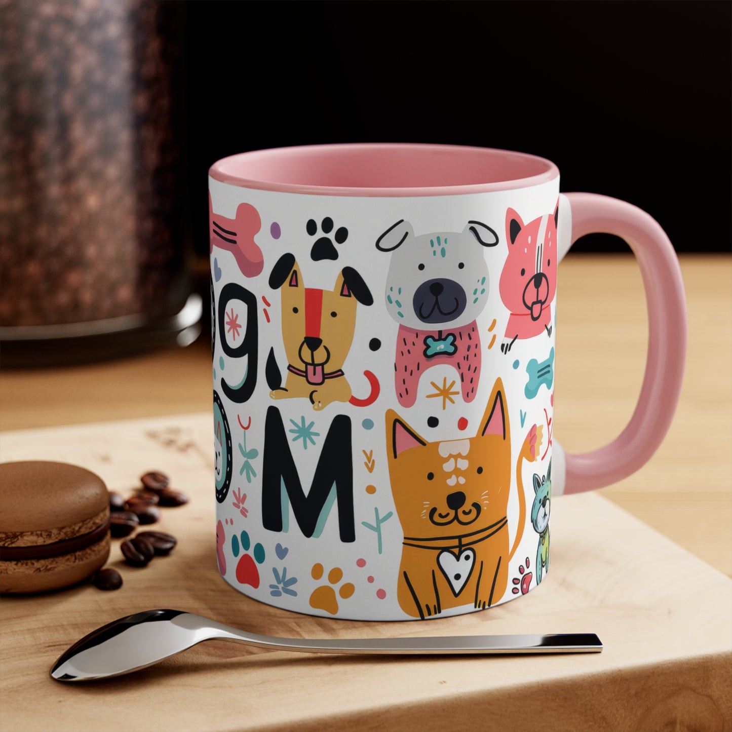 Colorful Accent Mugs, 11oz - Dog Mom
