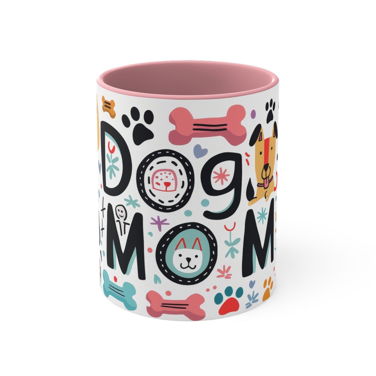 Colorful Accent Mugs, 11oz - Dog Mom