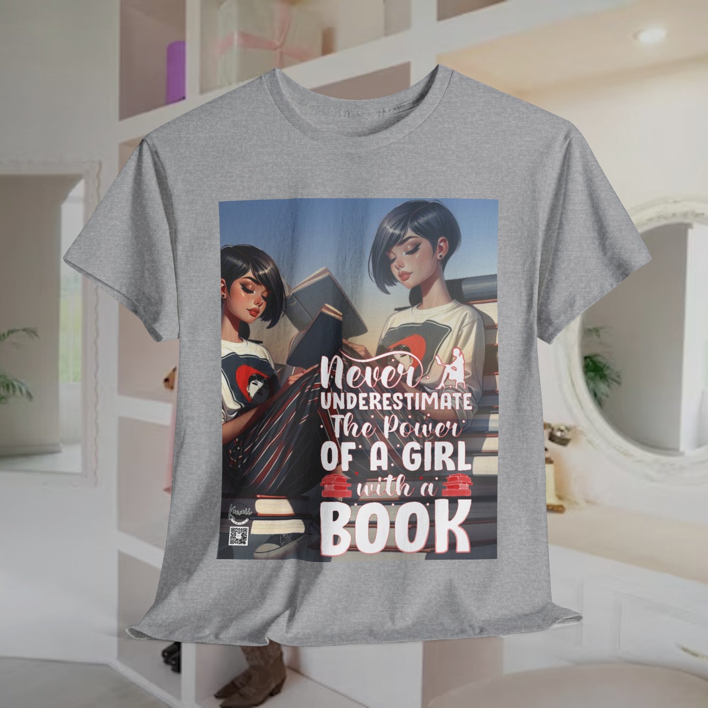Unisex Heavy Cotton Tee - Girl with a Book