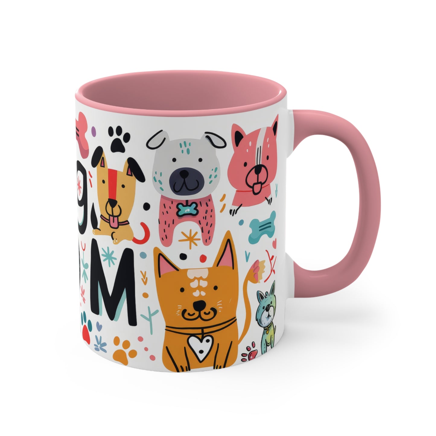 Colorful Accent Mugs, 11oz - Dog Mom