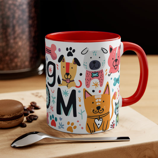 Colorful Accent Mugs, 11oz - Dog Mom