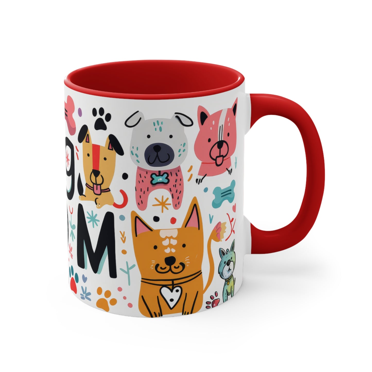 Colorful Accent Mugs, 11oz - Dog Mom