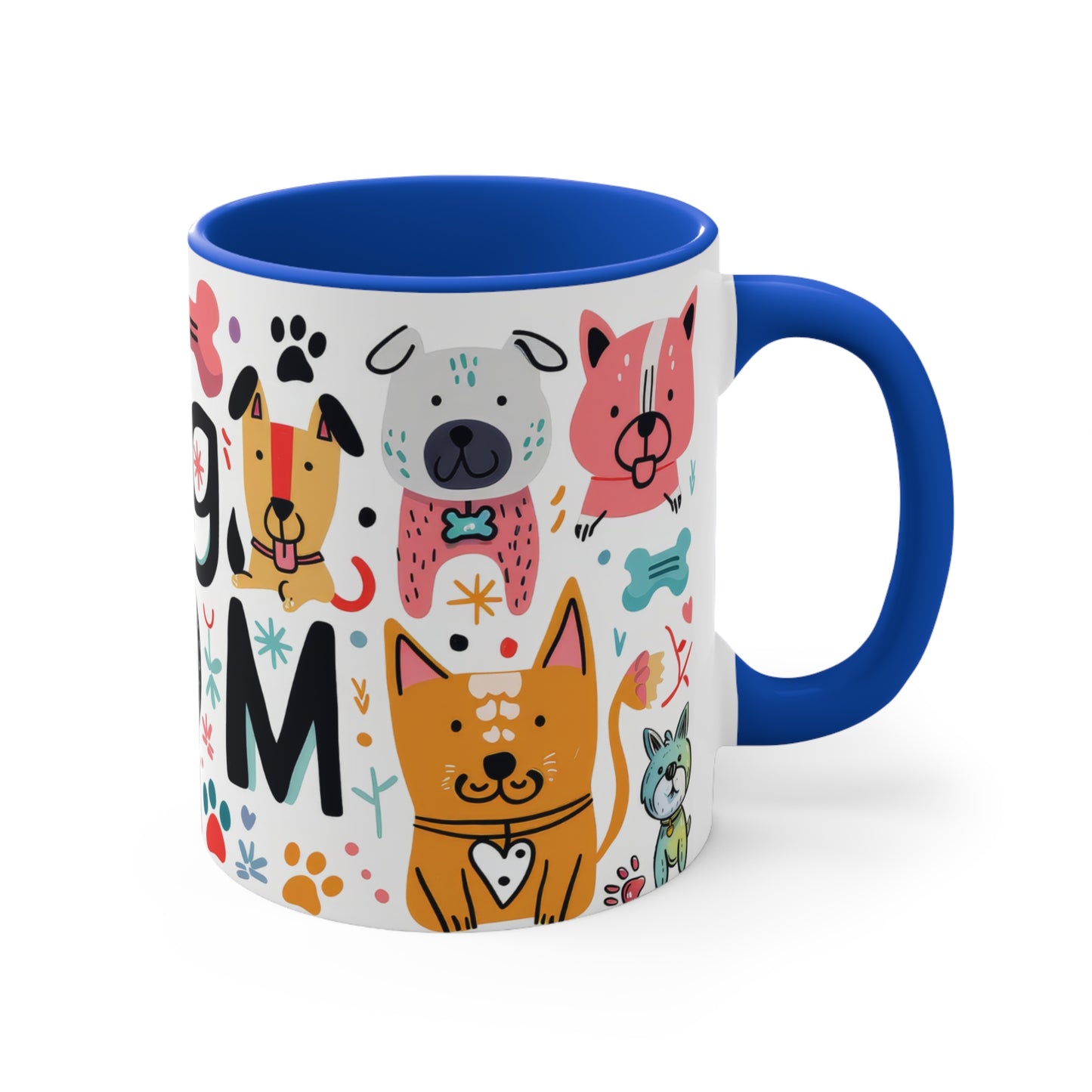 Colorful Accent Mugs, 11oz - Dog Mom