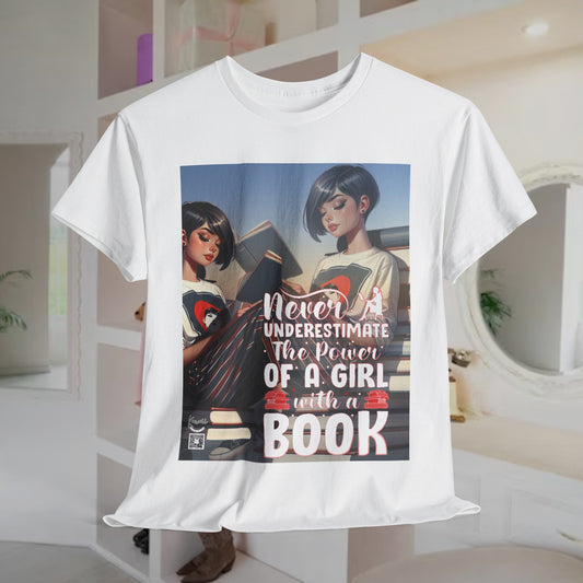 Unisex Heavy Cotton Tee - Girl with a Book