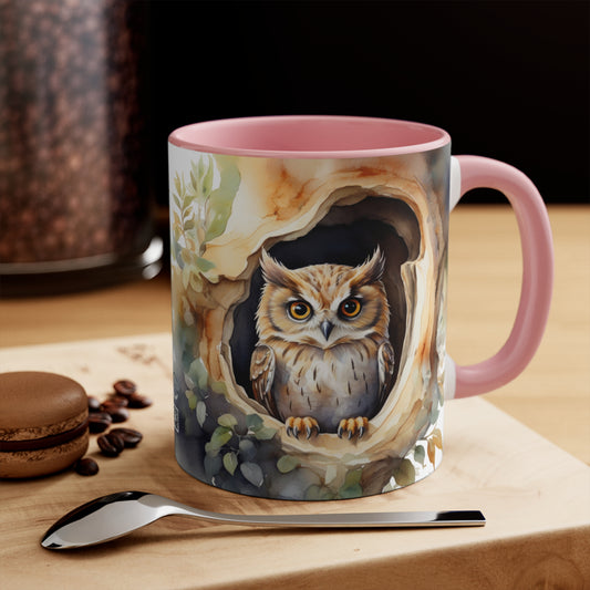 Colorful Accent Mugs, 11oz - Owl