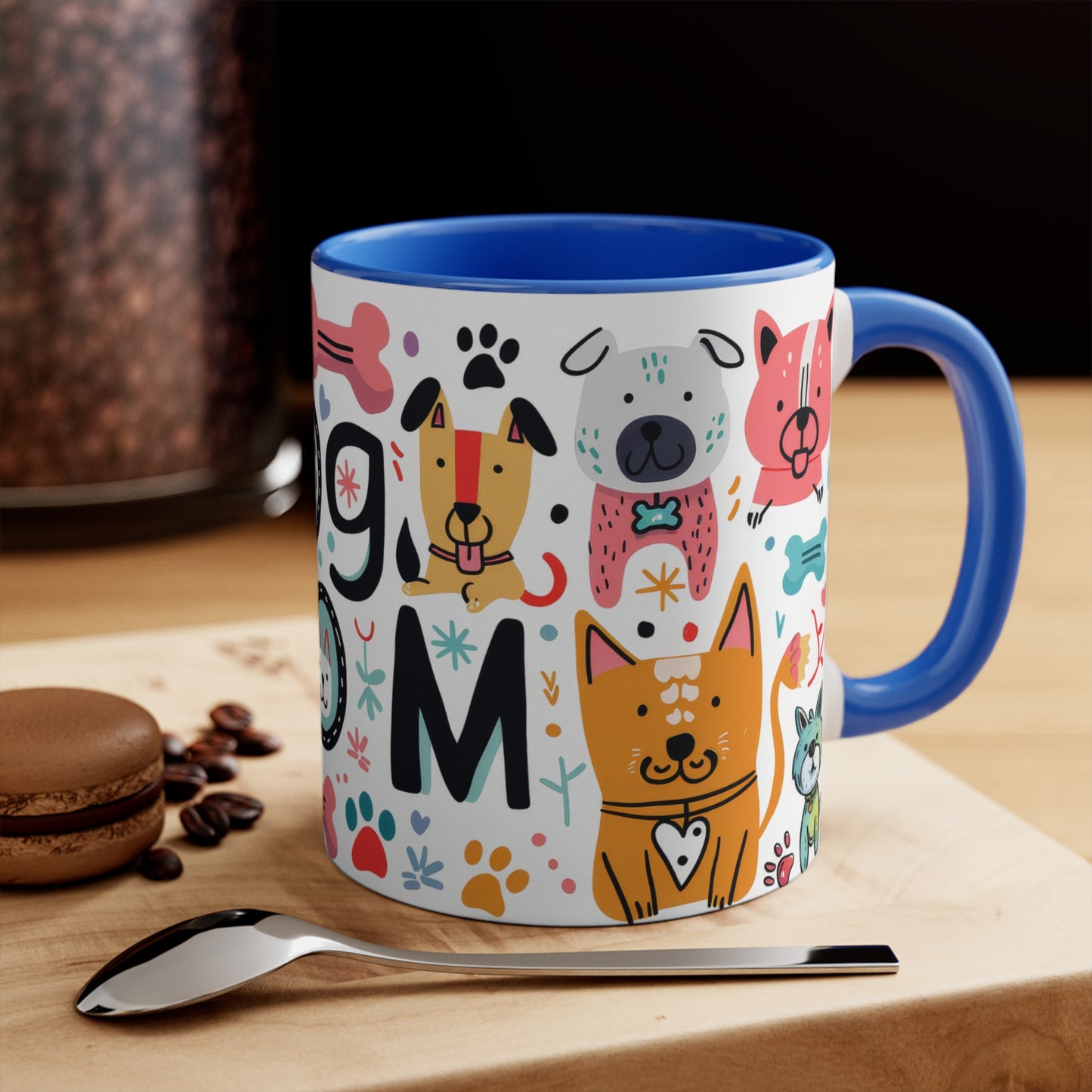 Colorful Accent Mugs, 11oz - Dog Mom