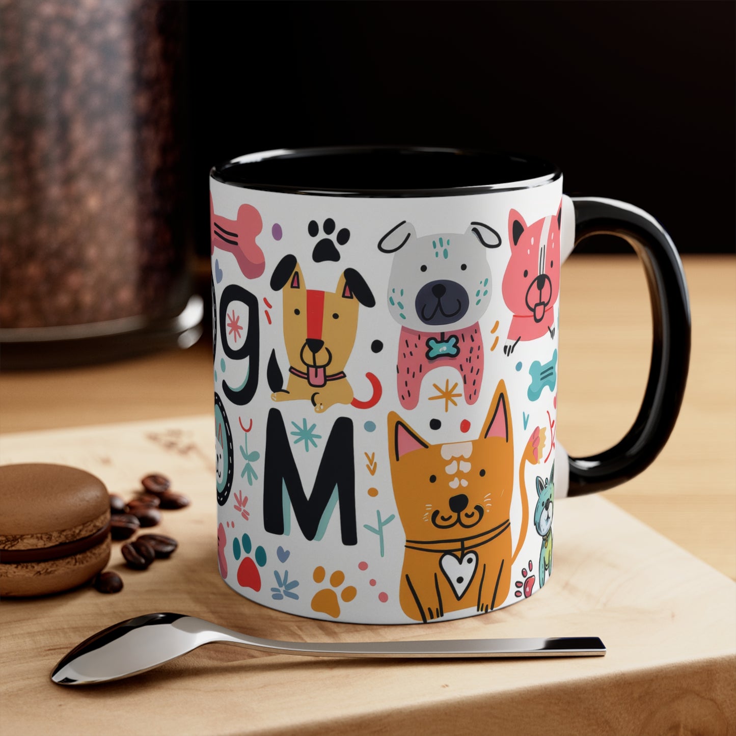 Colorful Accent Mugs, 11oz - Dog Mom