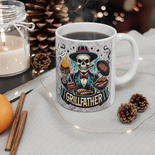 White Customized Name Mug, 11oz - GRILLFATHER