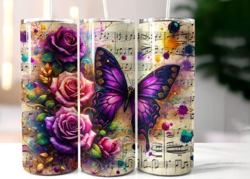 20 oz Tumbler - Purple Butterfly Vintage