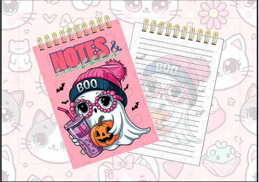 Spiral Notebook - Pink Ghost Boo