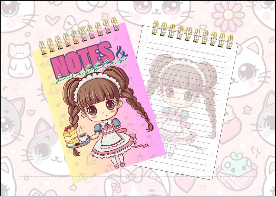 Spiral Notebook - Kawaii waitress