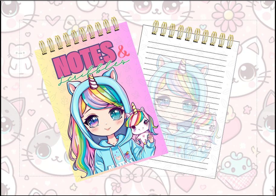 Spiral Notebook - girl in unicorn hoodie