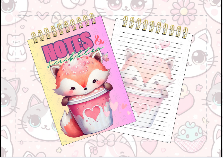 Spiral Notebook - fox in a cup