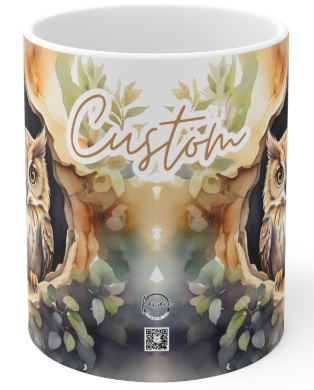 White Customized Name Mug, 11oz - OWL