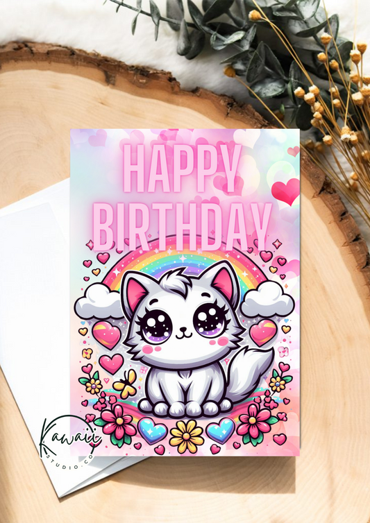 GREETING CARD - CAT RAINBOW