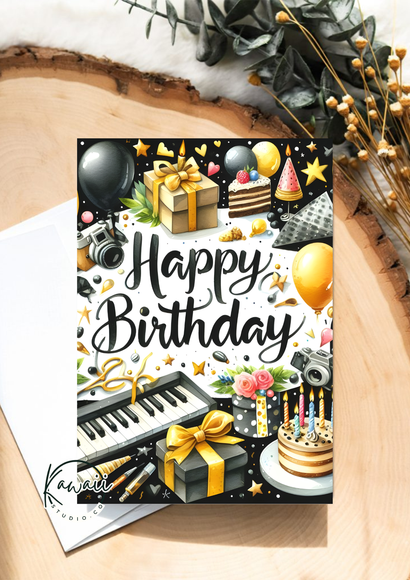 GREETING CARD - BIRTHDAY BLACK THEME