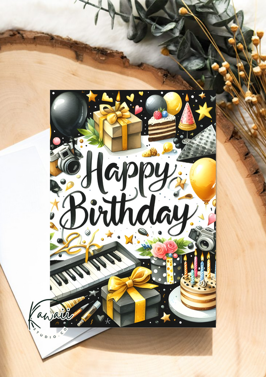GREETING CARD - BIRTHDAY BLACK THEME