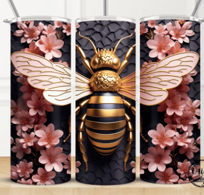 20 OZ TUMBLER - 3D BEE AND FLOWER